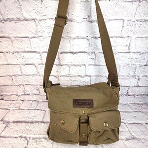 Gootium Messenger Crossbody Bag Khaki Canvas Adjustable Strap & Pockets
